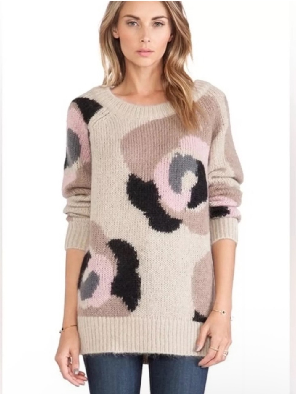 EUC Kate Spade Mohair blend Deco Rose Long Sweater, XS